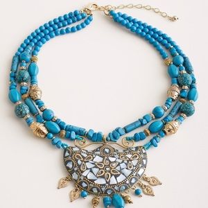 Turquoise-Hued Mosaic Bib Necklace